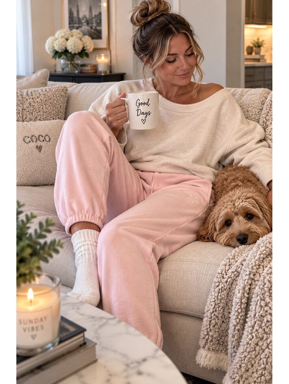 Victoria’s Secret PINK Women S Blush Pink Fleece Jogger Sweatpants Logo